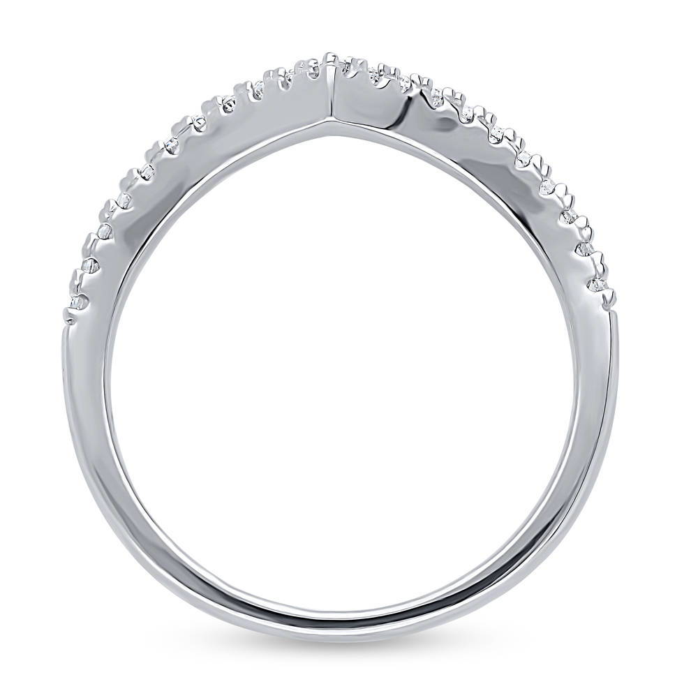 Wishbone CZ Curved Half Eternity Ring in Sterling Silver