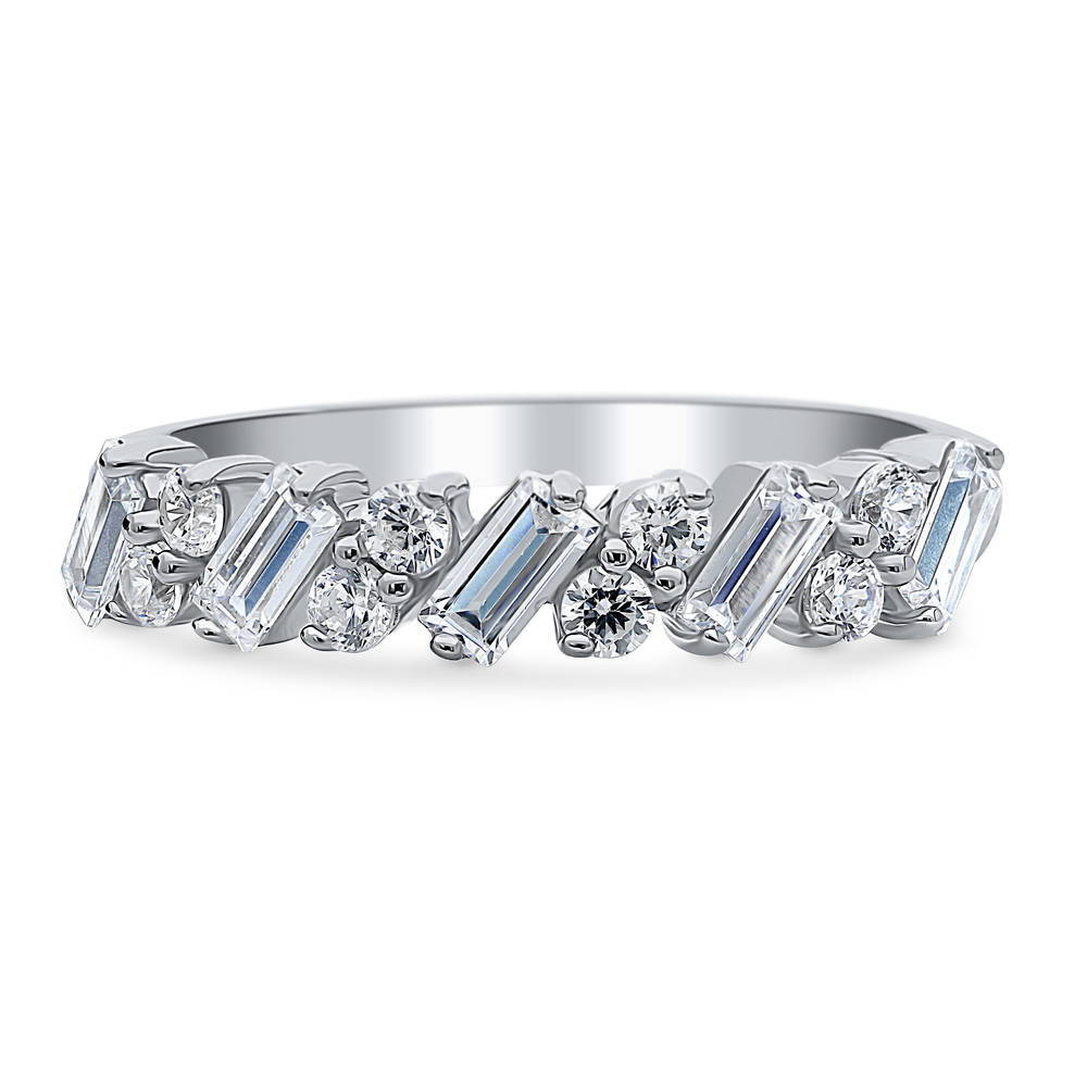 Cluster CZ Band in Sterling Silver