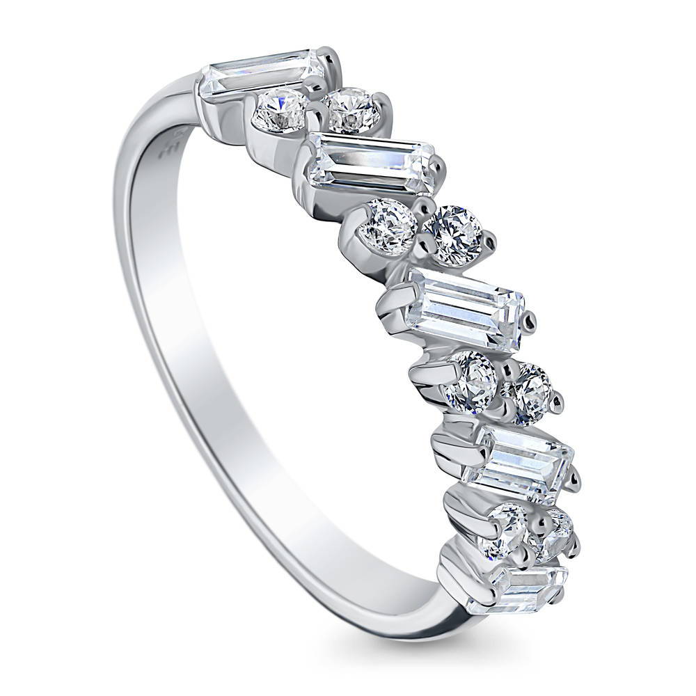 Cluster CZ Band in Sterling Silver