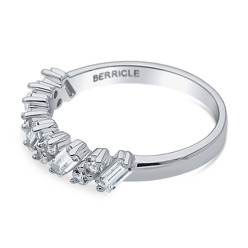 Cluster CZ Band in Sterling Silver