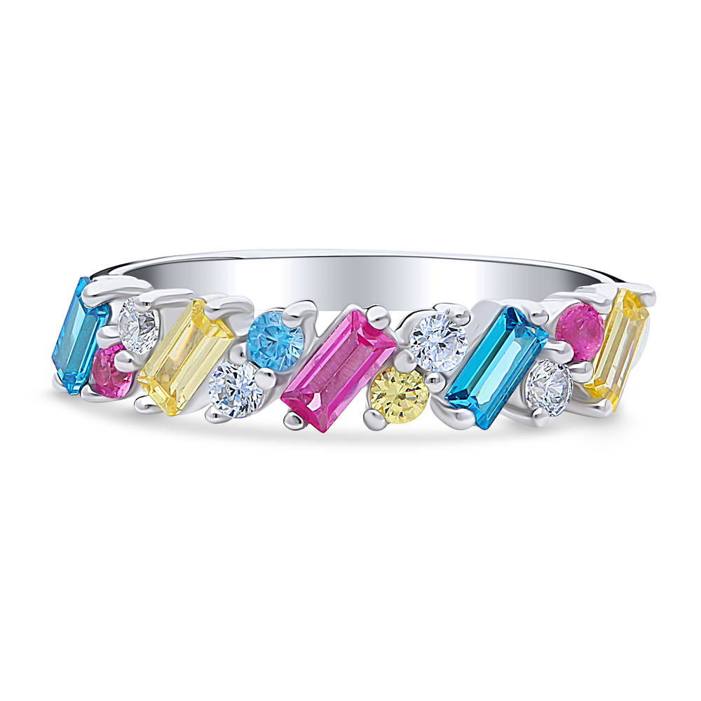 Cluster Multi Color CZ Stackable Band in Sterling Silver, 1 of 7