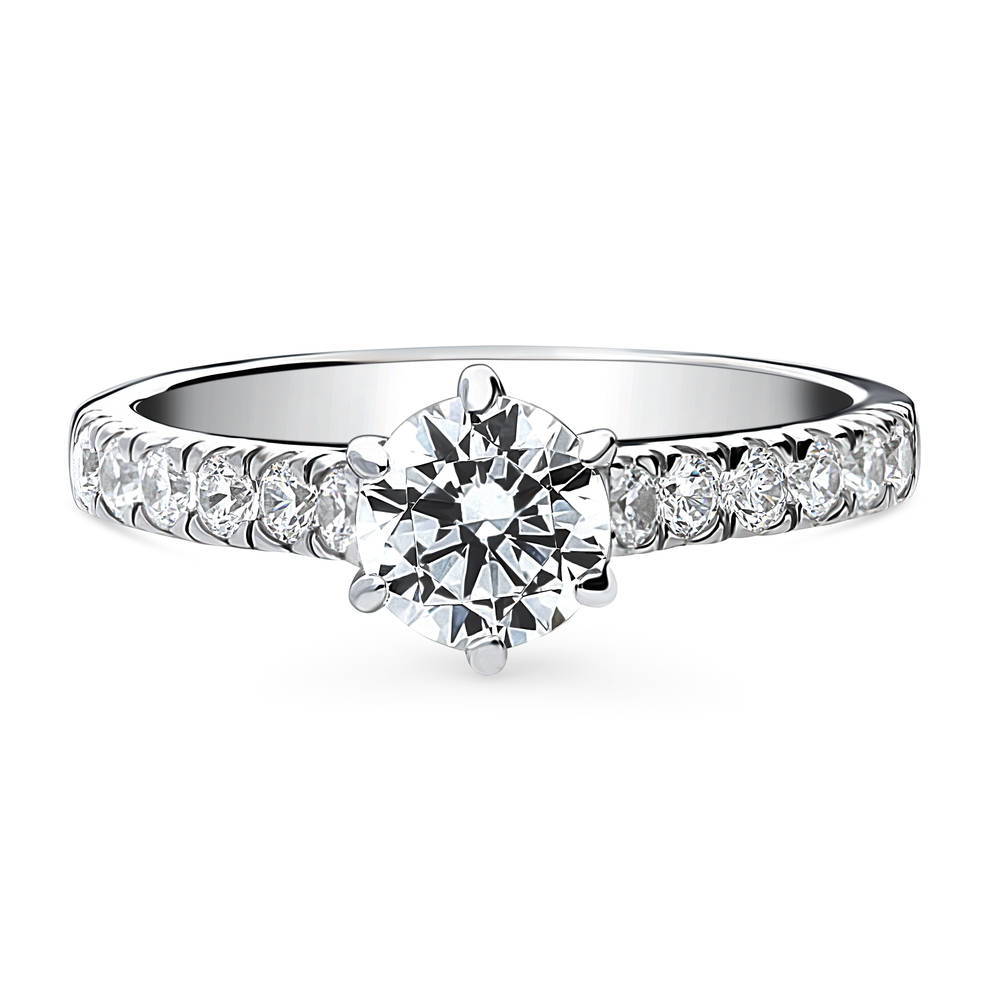 Solitaire 0.8ct Round CZ Ring in Sterling Silver, 1 of 8