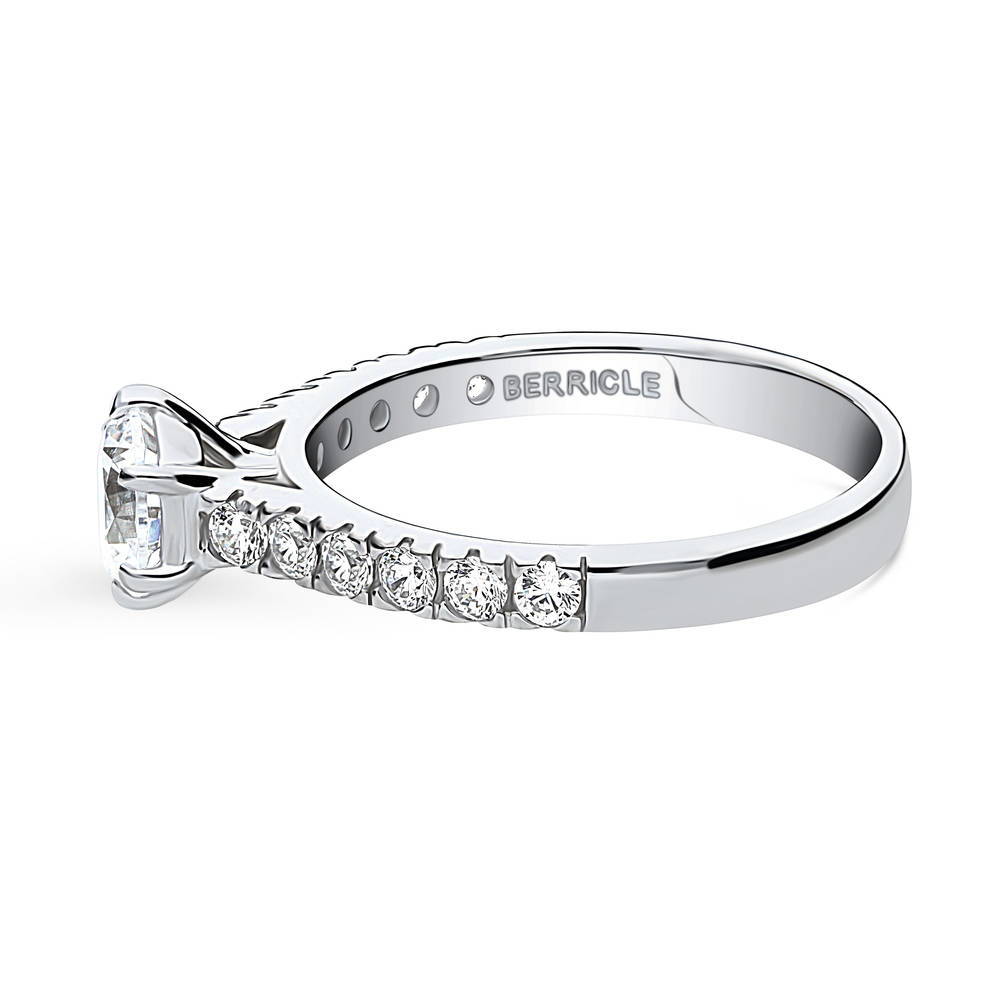 Angle view of Solitaire 0.8ct Round CZ Ring in Sterling Silver, 5 of 8
