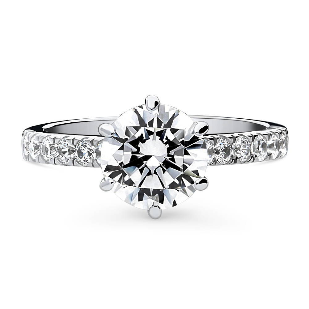 Solitaire 2ct Round CZ Ring in Sterling Silver