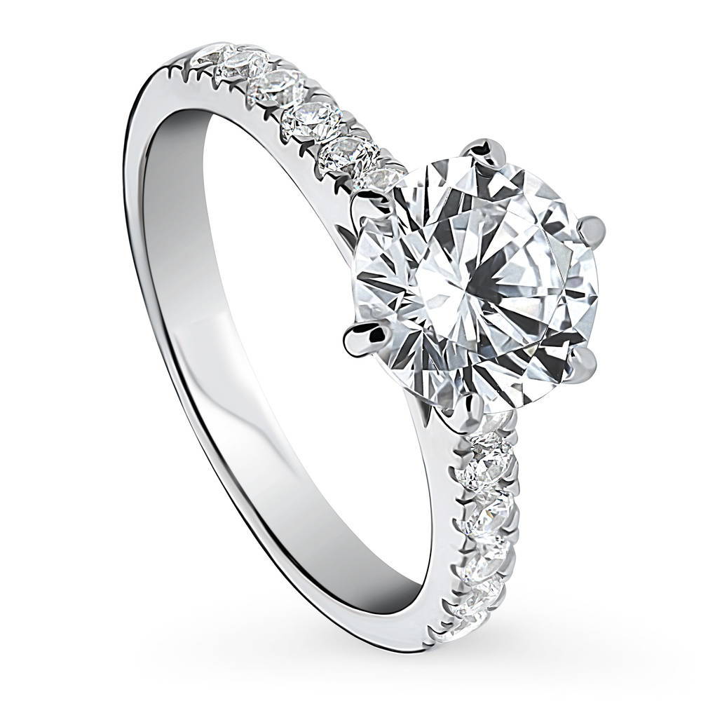 Solitaire 2ct Round CZ Ring in Sterling Silver