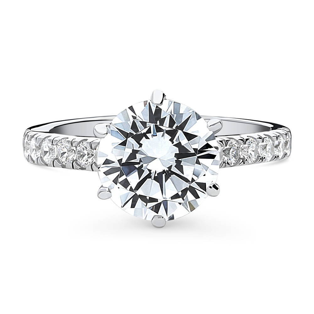 Solitaire 2.7ct Round CZ Ring in Sterling Silver, 1 of 8