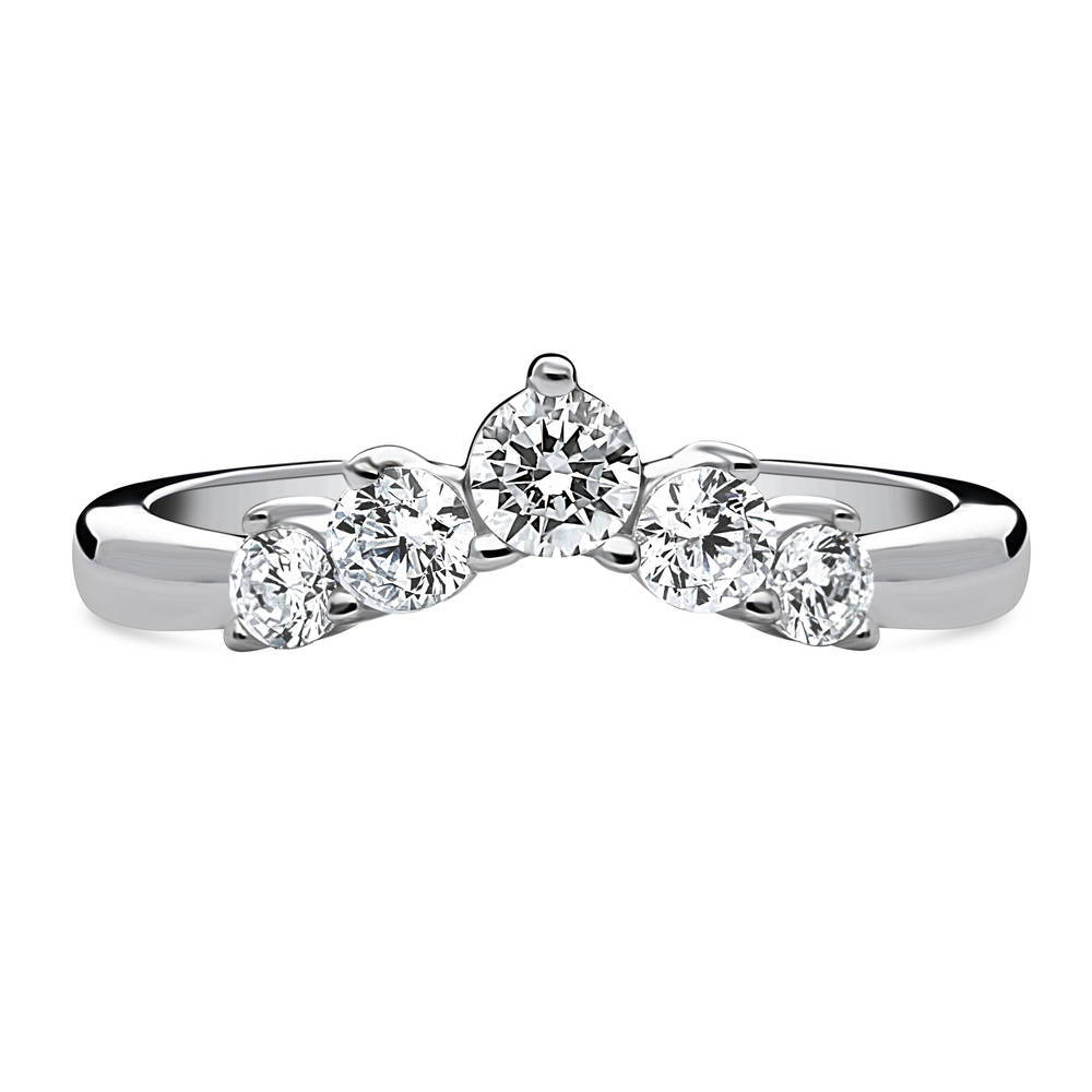 5-Stone Wishbone CZ Curved Band in Sterling Silver