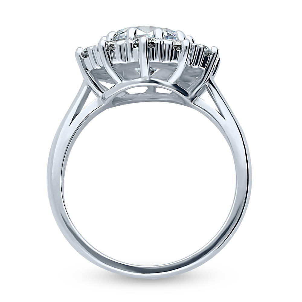 Flower Halo CZ Statement Ring in Sterling Silver