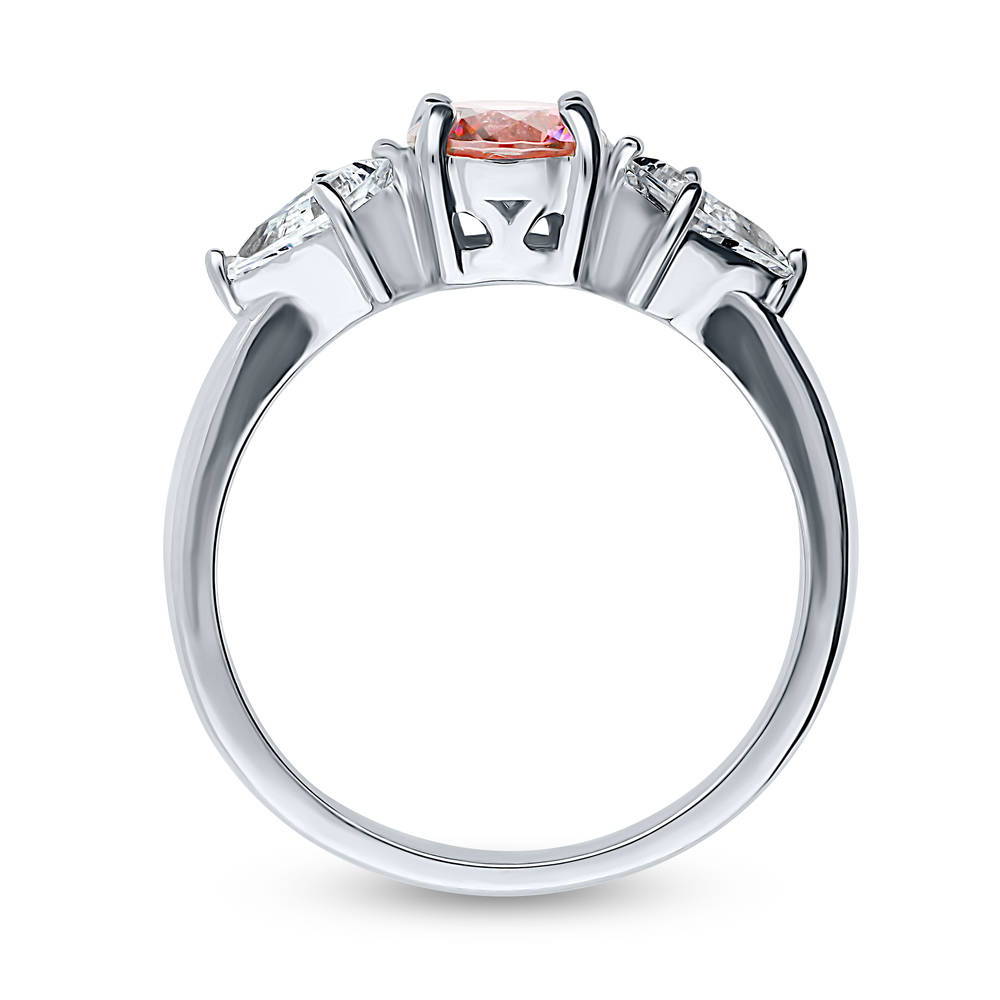 Alternate view of 3-Stone Red Round CZ Ring in Sterling Silver, 7 of 7