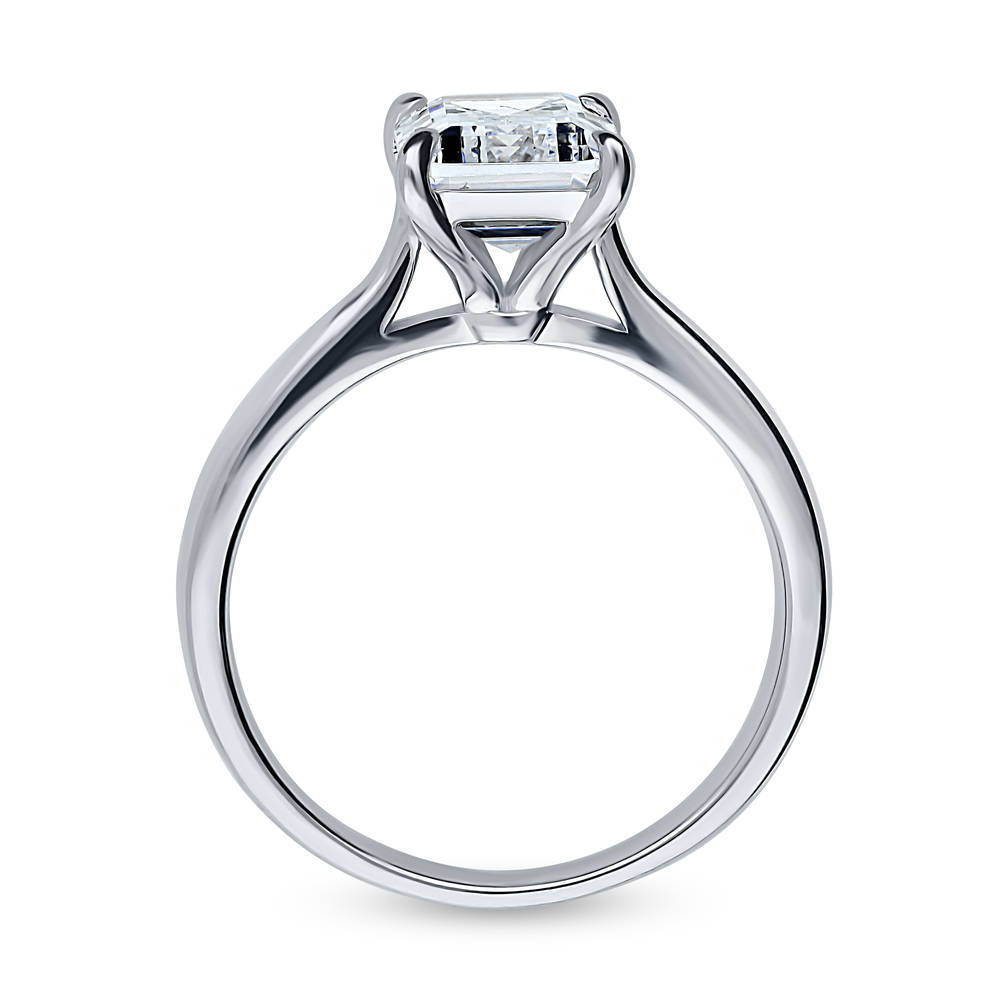 Solitaire 2.6ct Emerald Cut CZ Ring in Sterling Silver