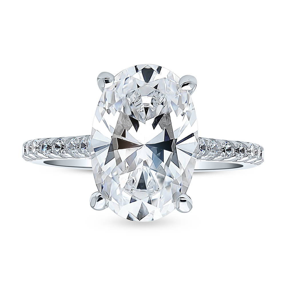 Solitaire 5.5ct Oval CZ Statement Ring in Sterling Silver