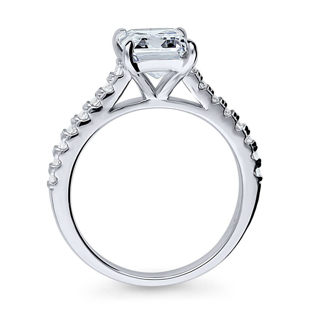 Solitaire 2.6ct Emerald Cut CZ Ring in Sterling Silver