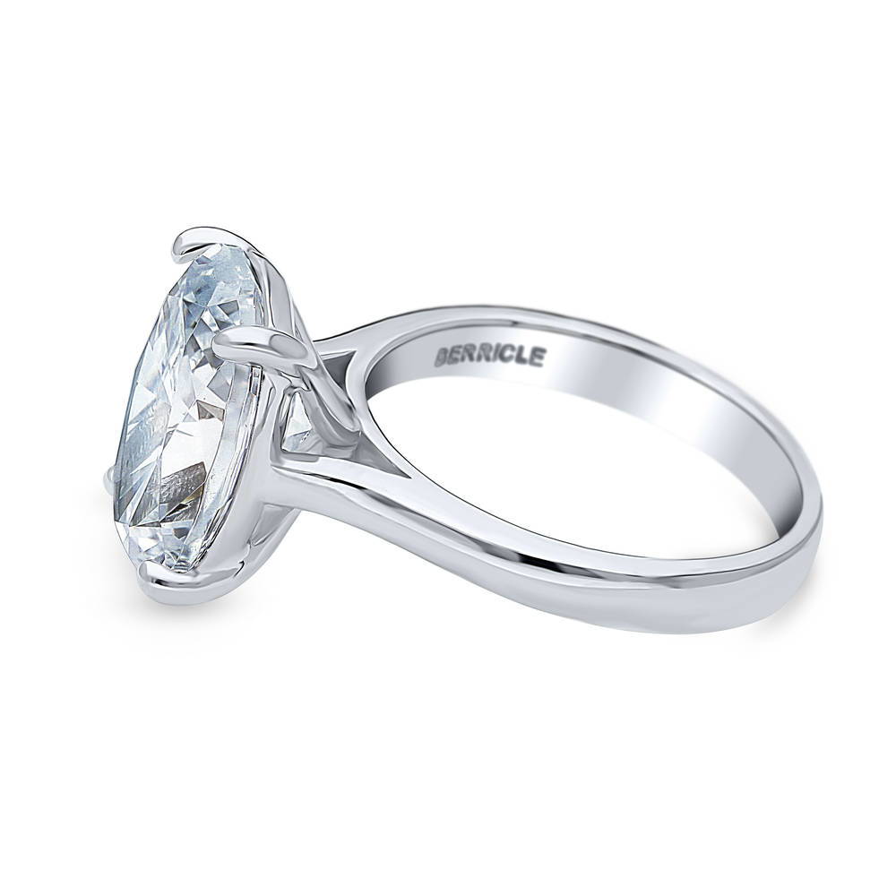 Angle view of Solitaire 5.5ct Oval CZ Statement Ring in Sterling Silver, 5 of 7