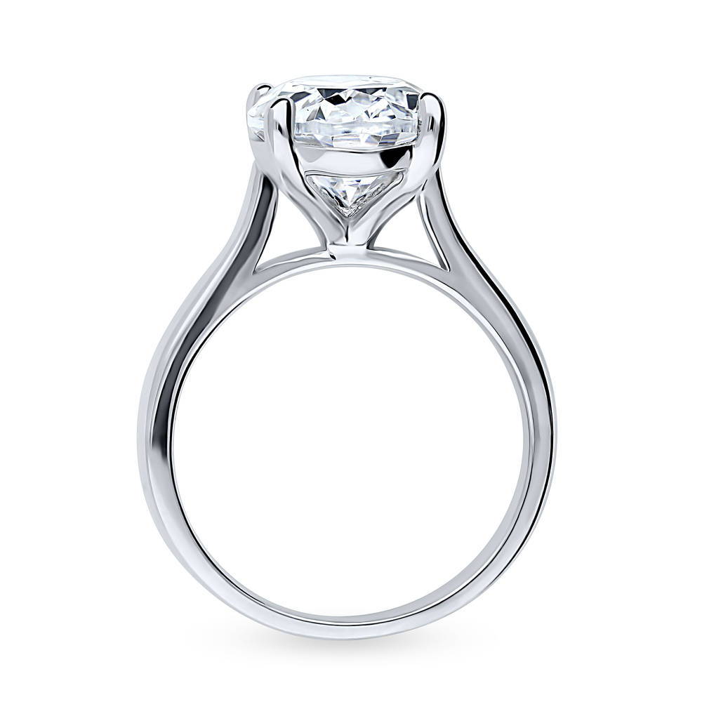 Alternate view of Solitaire 5.5ct Oval CZ Statement Ring in Sterling Silver, 7 of 7