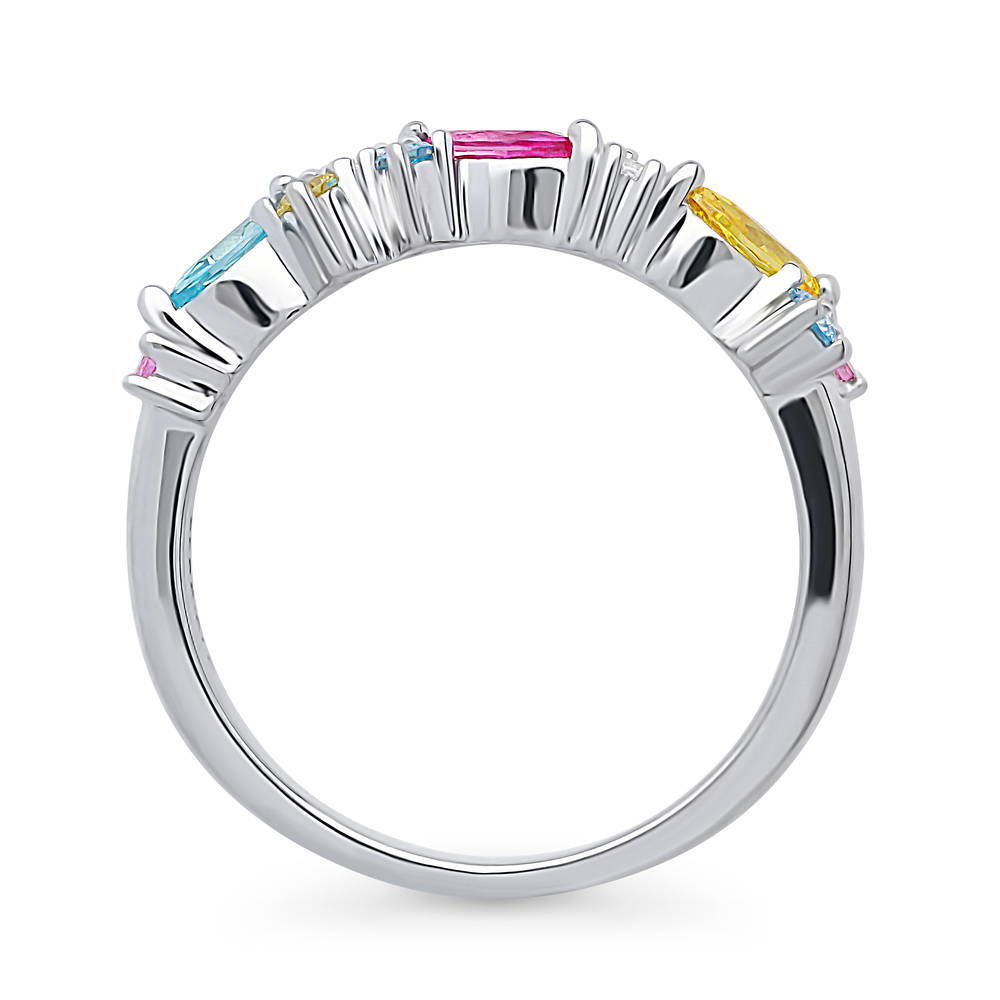Cluster Multi Color CZ Stackable Band in Sterling Silver