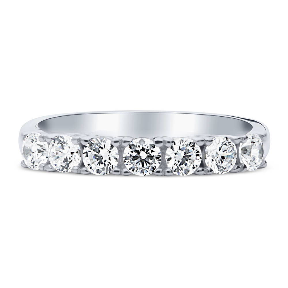 7-Stone CZ Half Eternity Ring in Sterling Silver, 1 of 8