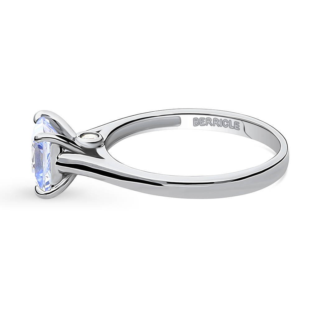 Solitaire Greyish Blue Princess CZ Ring in Sterling Silver 1.2ct