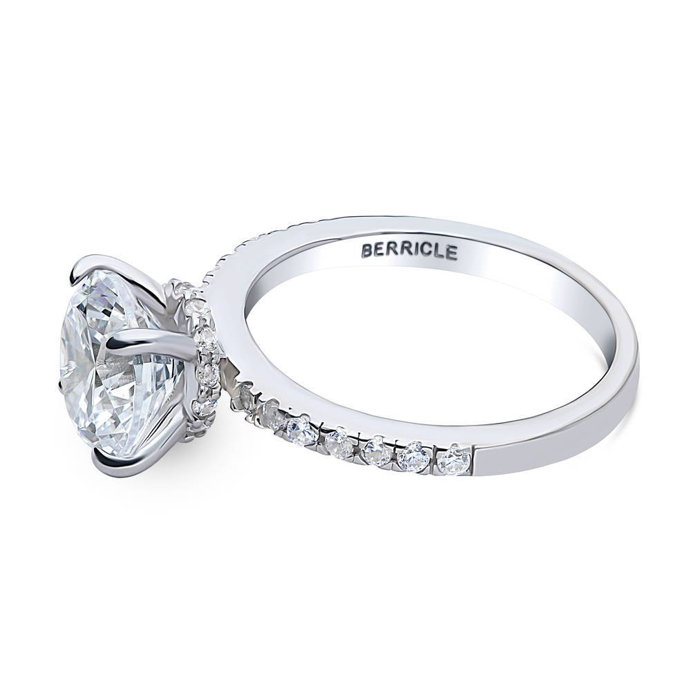 Solitaire Hidden Halo 2.7ct CZ Ring in Sterling Silver