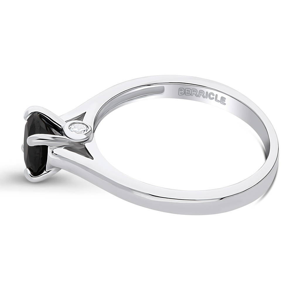 Solitaire 0.8ct Black CZ Ring in Sterling Silver