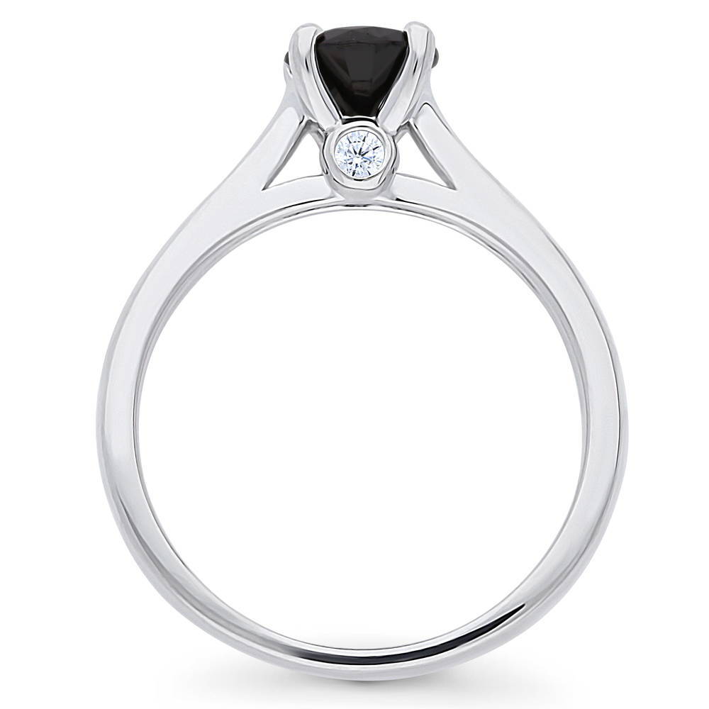 Solitaire 0.8ct Black CZ Ring in Sterling Silver
