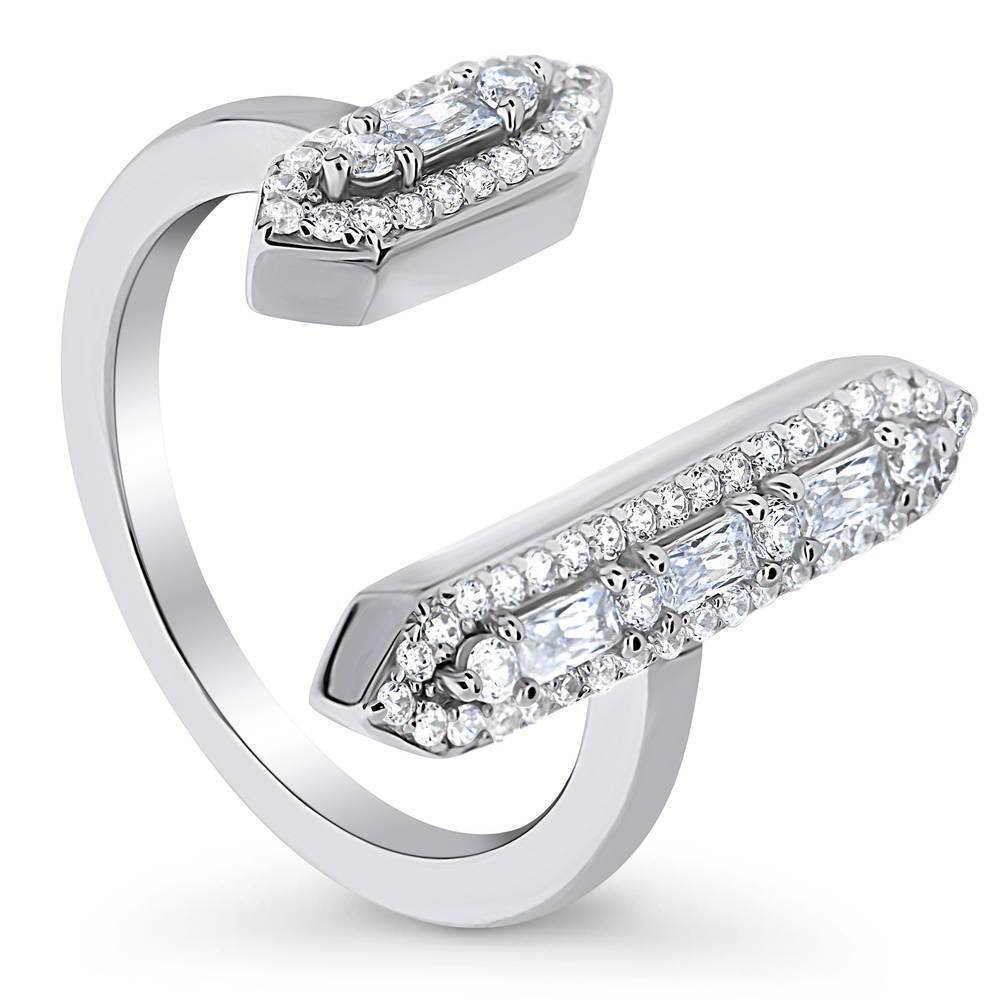 Bar Open CZ Statement Ring in Sterling Silver