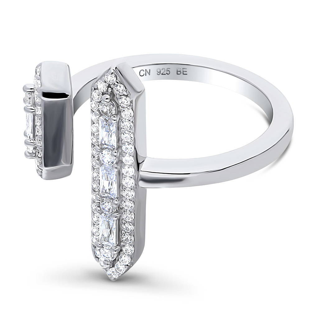 Bar Open CZ Statement Ring in Sterling Silver