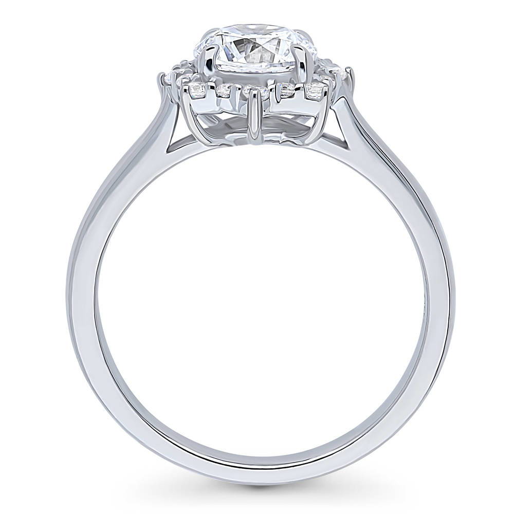 Sunburst Halo CZ Ring in Sterling Silver