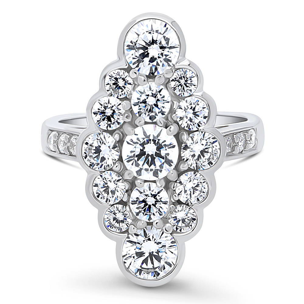 Bubble Navette CZ Statement Ring in Sterling Silver