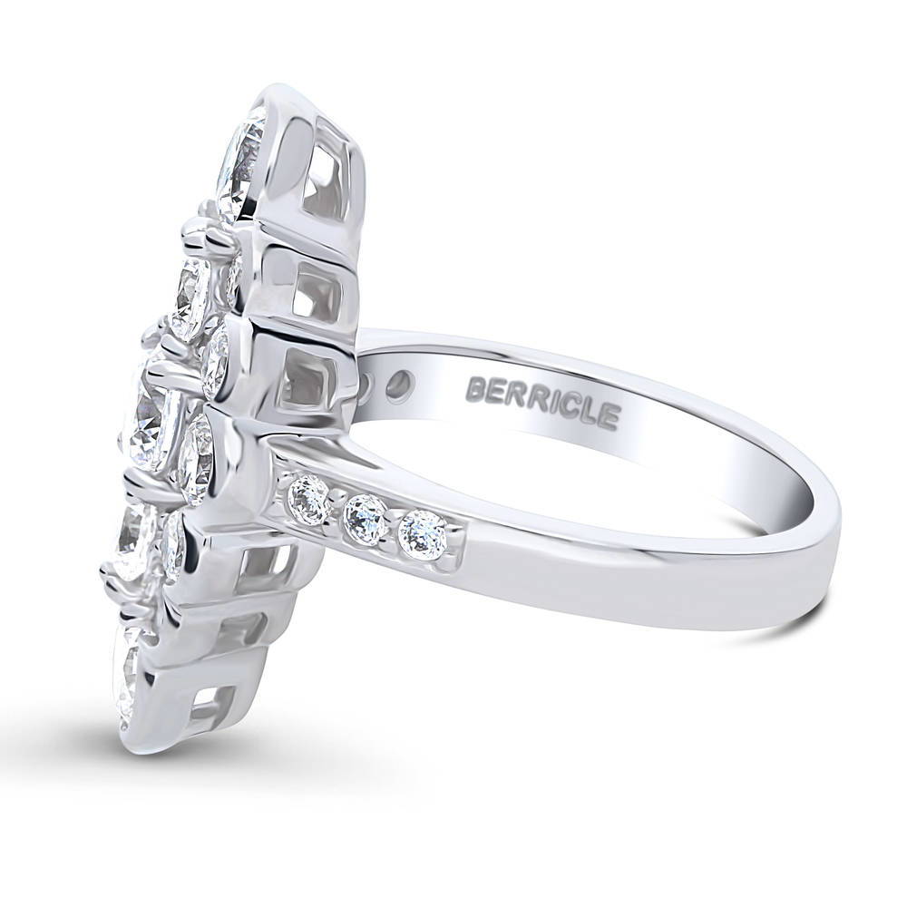 Angle view of Bubble Navette CZ Statement Ring in Sterling Silver, 5 of 7