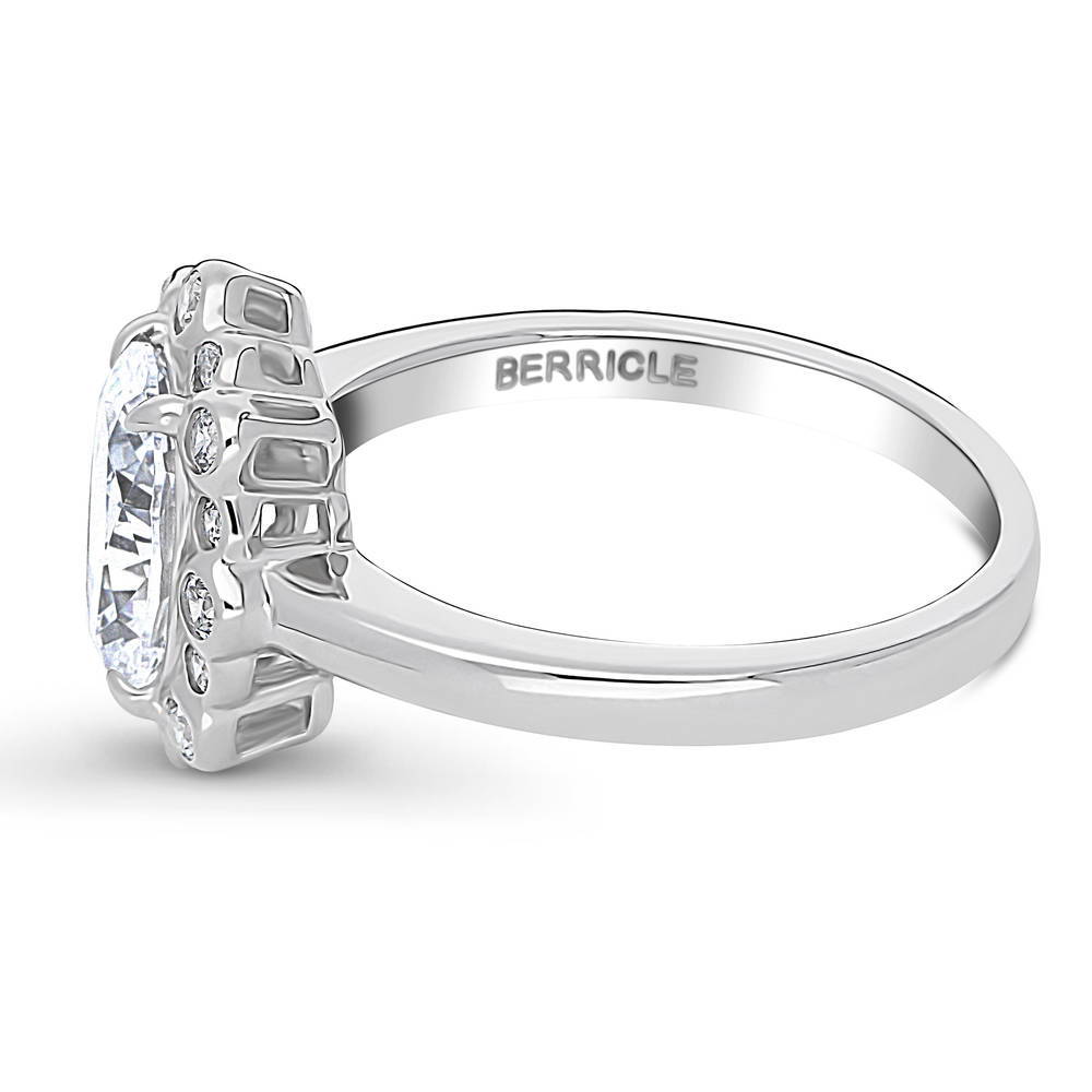Angle view of Bubble Halo CZ Ring in Sterling Silver, 5 of 7