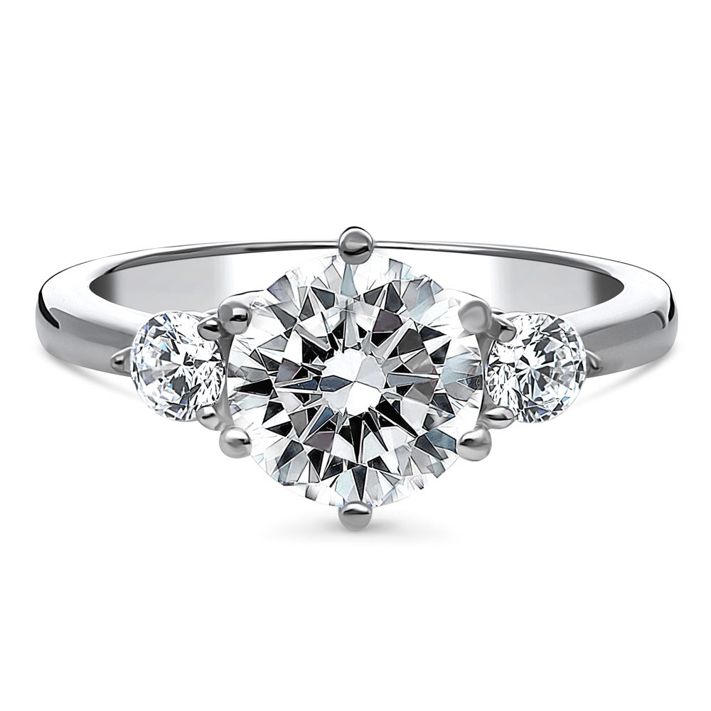 3-Stone Round CZ Ring in Sterling Silver