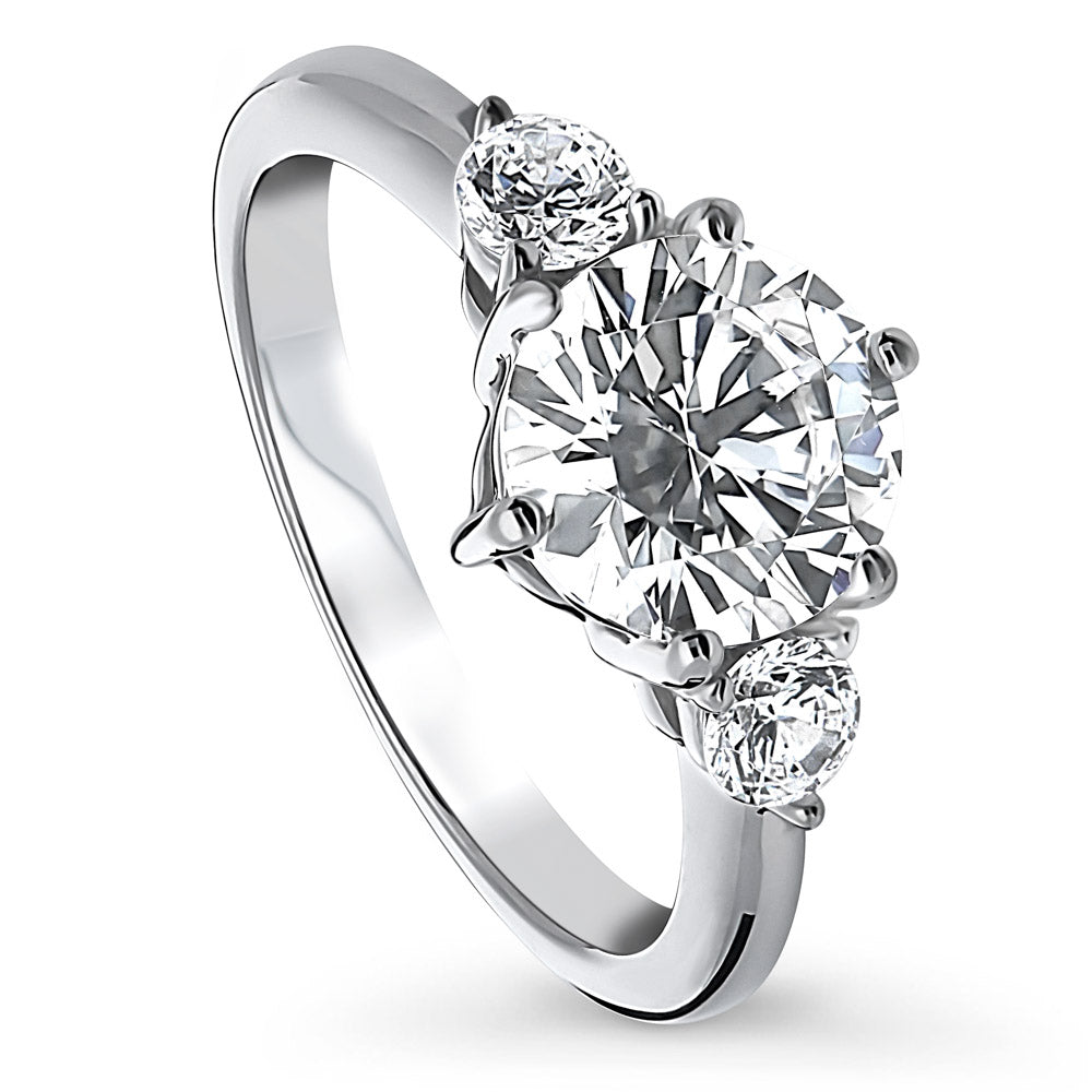 3-Stone Round CZ Ring in Sterling Silver