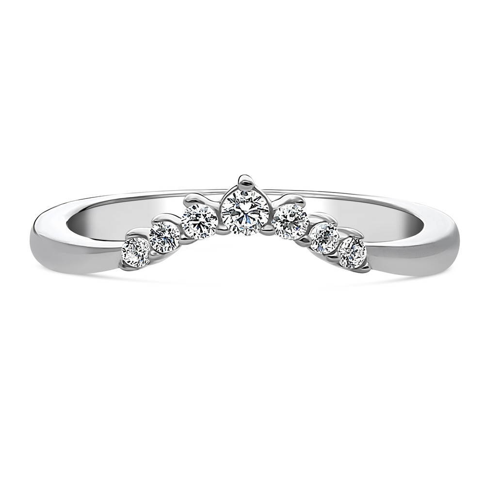 Wishbone 7-Stone CZ Curved Band in Sterling Silver