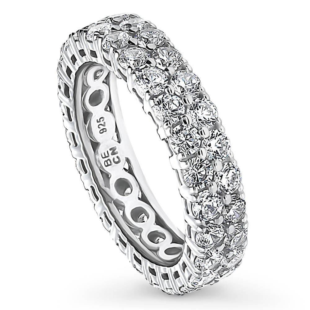 Pave Set CZ Eternity Ring in Sterling Silver