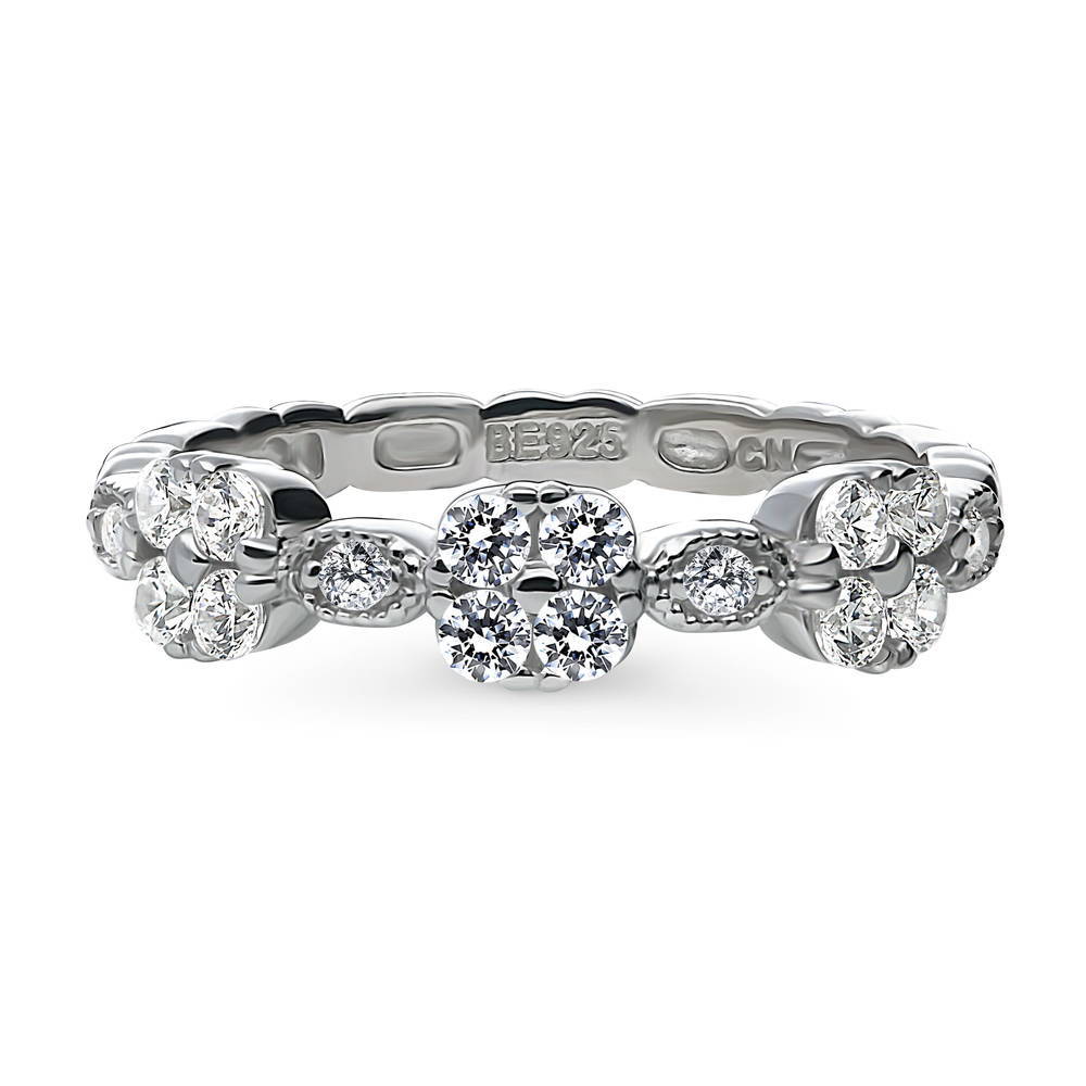 Milgrain Art Deco CZ Ring in Sterling Silver