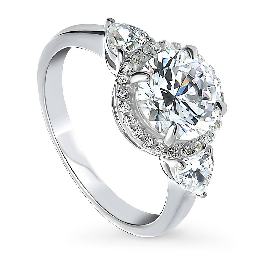Halo Round CZ Ring in Sterling Silver