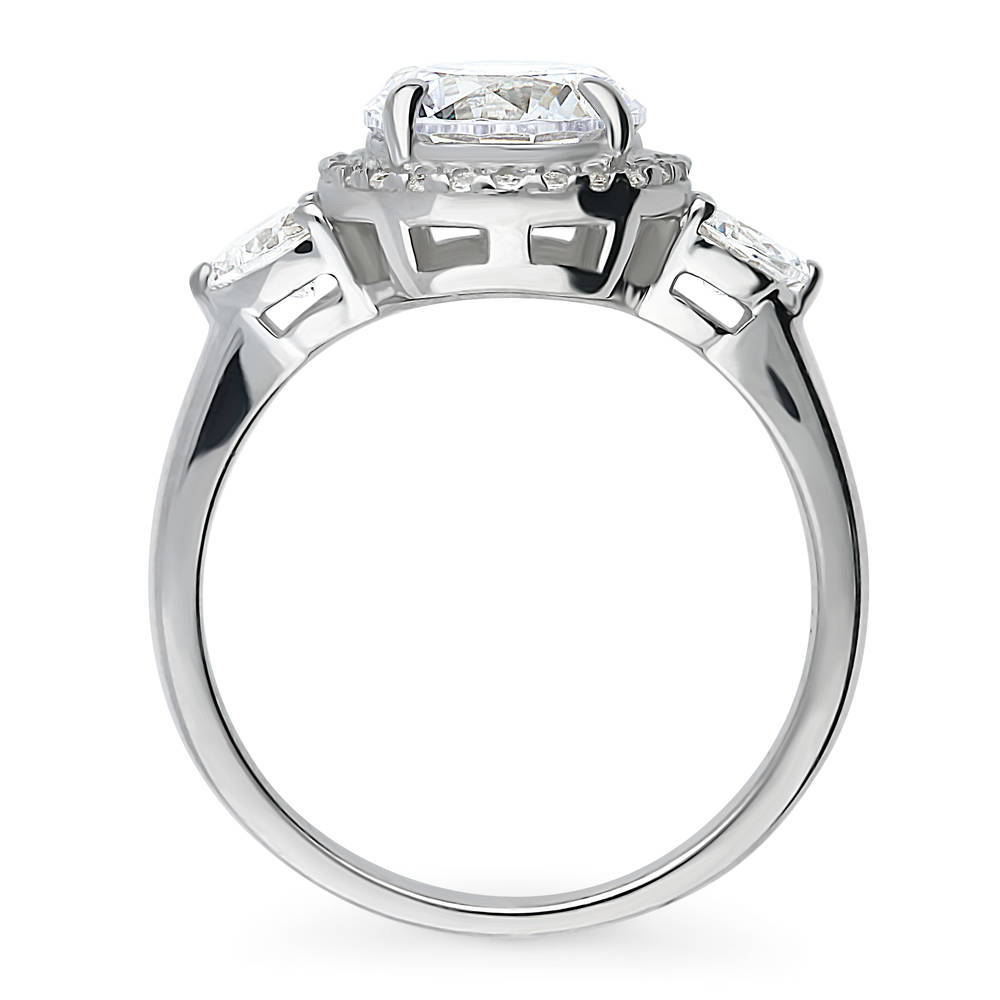Halo Round CZ Ring in Sterling Silver