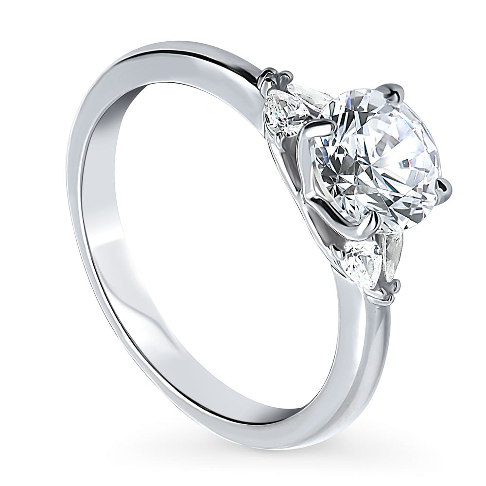 Front view of Solitaire 1.25ct Round CZ Ring in Sterling Silver, 3 of 5