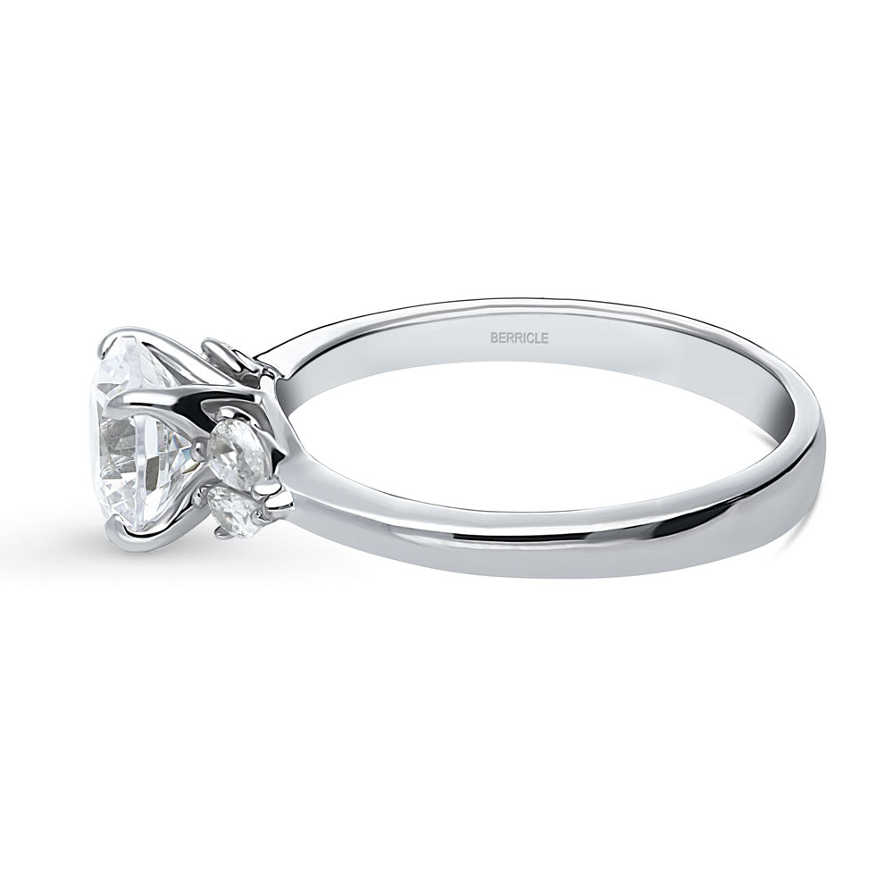 Angle view of Solitaire 1.25ct Round CZ Ring in Sterling Silver, 4 of 5