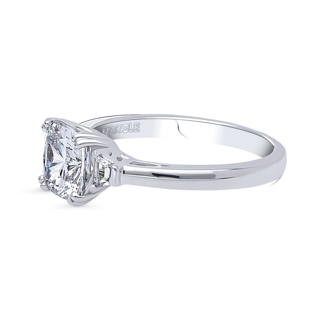 3-Stone Cushion CZ Ring in Sterling Silver