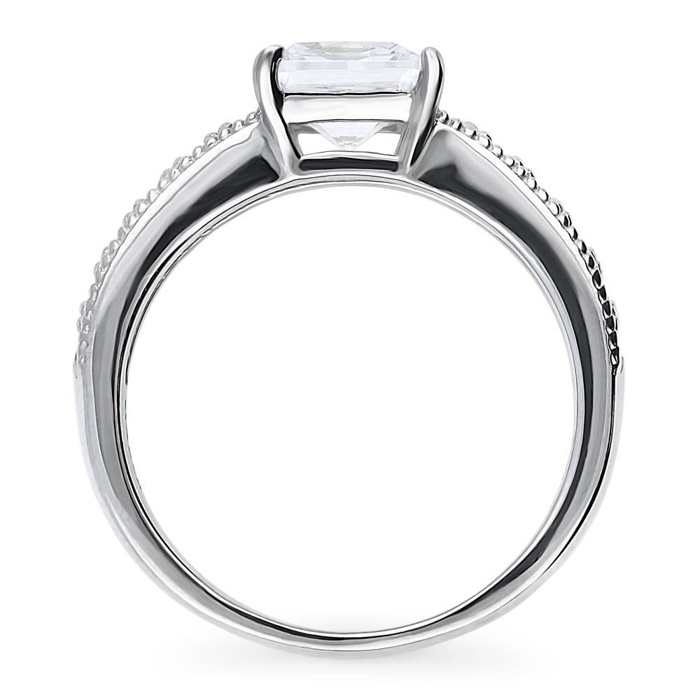 Solitaire Milgrain 1.2ct Princess CZ Ring in Sterling Silver