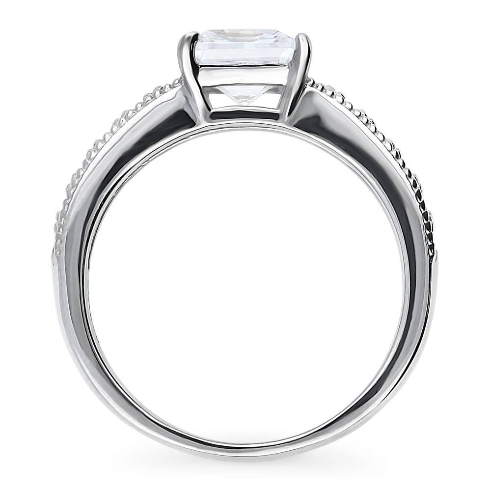 Alternate view of Solitaire Milgrain 1.2ct Princess CZ Ring in Sterling Silver, 8 of 8
