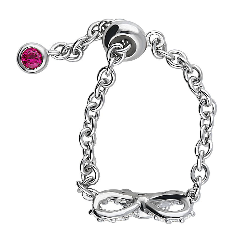 Bow Tie CZ Chain Ring in Sterling Silver