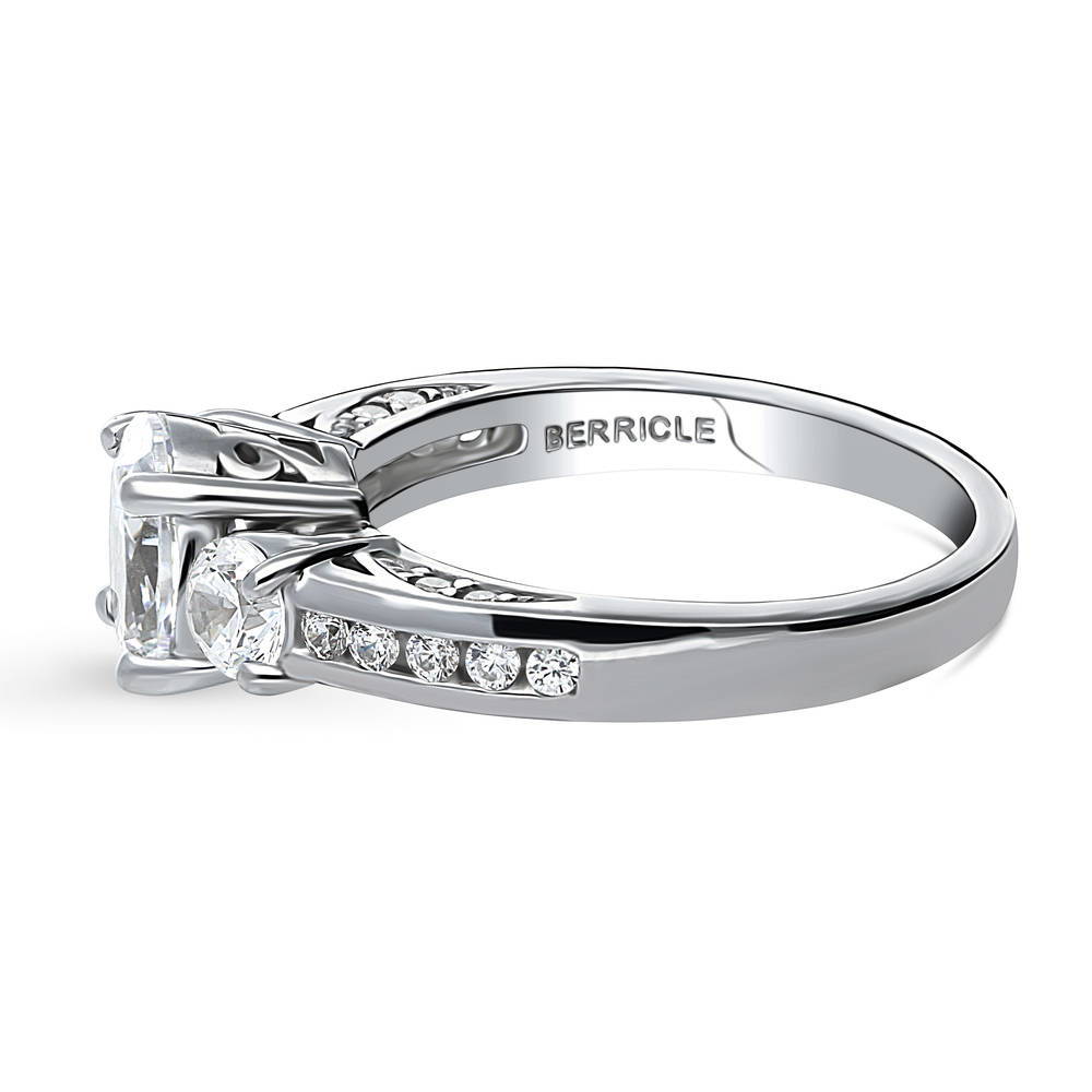 3-Stone Oval CZ Ring in Sterling Silver