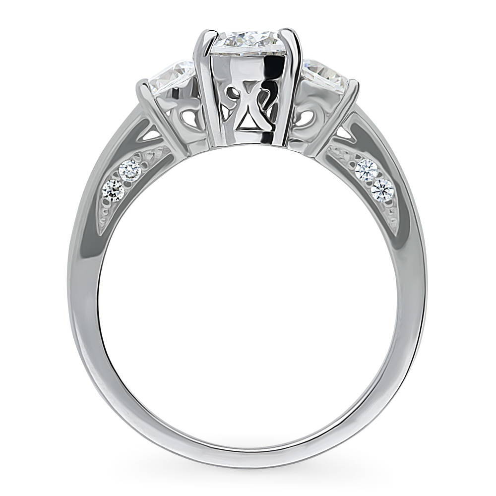 3-Stone Oval CZ Ring in Sterling Silver