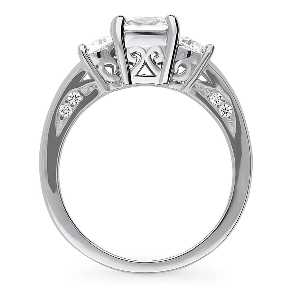 Alternate view of 3-Stone Cushion CZ Ring in Sterling Silver, 8 of 9