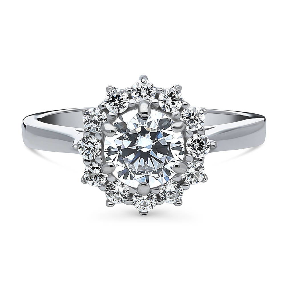Halo Round CZ Ring in Sterling Silver, 1 of 8