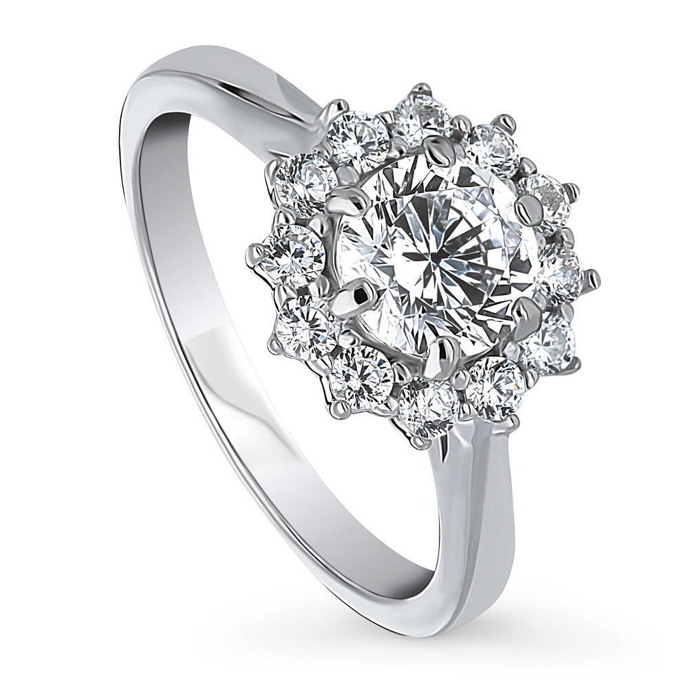 Halo Round CZ Ring in Sterling Silver