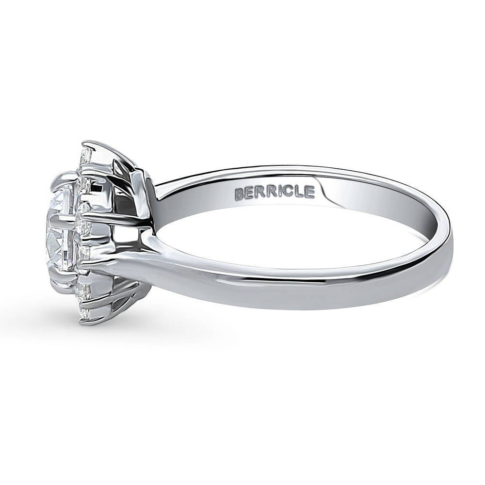 Halo Round CZ Ring in Sterling Silver