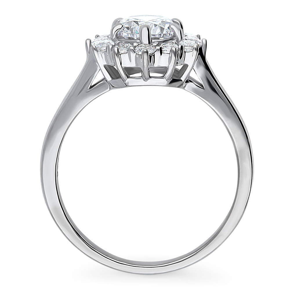 Halo Round CZ Ring in Sterling Silver